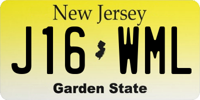NJ license plate J16WML