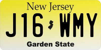 NJ license plate J16WMY
