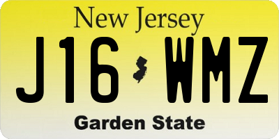 NJ license plate J16WMZ