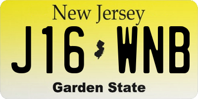 NJ license plate J16WNB