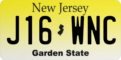 NJ license plate J16WNC