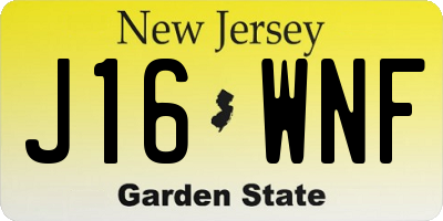 NJ license plate J16WNF