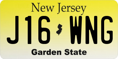NJ license plate J16WNG