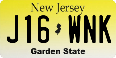 NJ license plate J16WNK