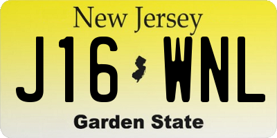 NJ license plate J16WNL