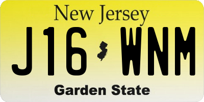 NJ license plate J16WNM