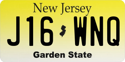 NJ license plate J16WNQ