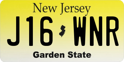 NJ license plate J16WNR