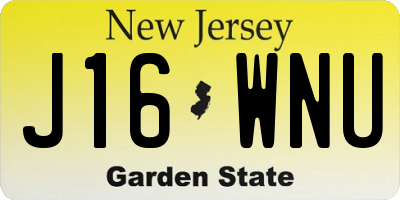 NJ license plate J16WNU