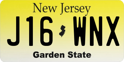 NJ license plate J16WNX