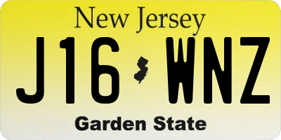 NJ license plate J16WNZ