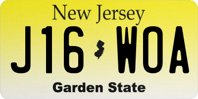 NJ license plate J16WOA