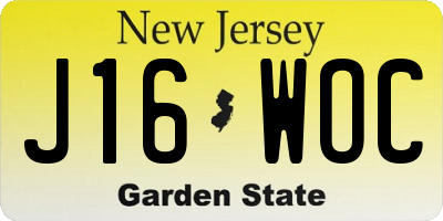NJ license plate J16WOC