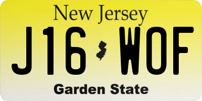 NJ license plate J16WOF