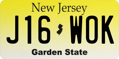 NJ license plate J16WOK