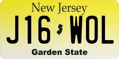 NJ license plate J16WOL