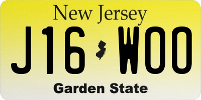 NJ license plate J16WOO