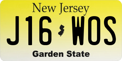NJ license plate J16WOS