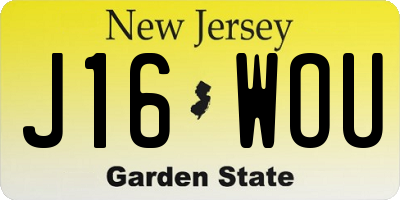 NJ license plate J16WOU