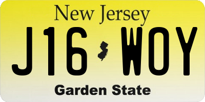 NJ license plate J16WOY
