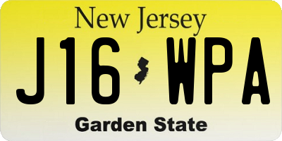 NJ license plate J16WPA