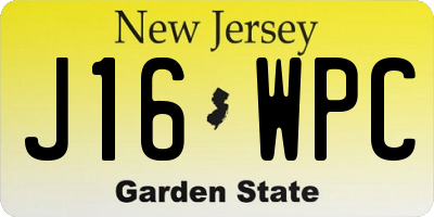 NJ license plate J16WPC