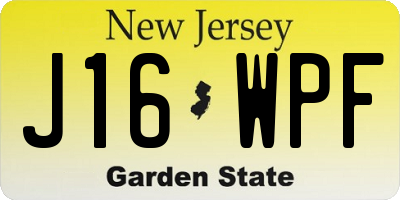 NJ license plate J16WPF