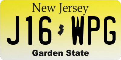 NJ license plate J16WPG