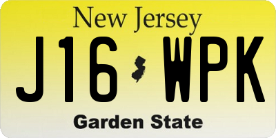NJ license plate J16WPK