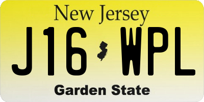 NJ license plate J16WPL
