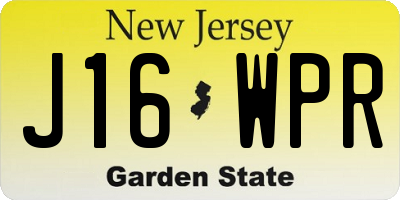 NJ license plate J16WPR