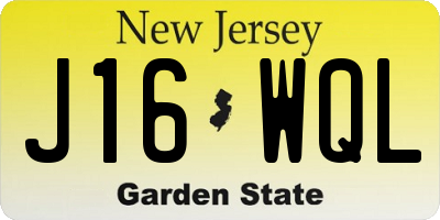 NJ license plate J16WQL