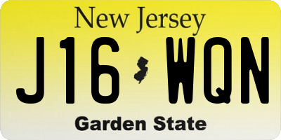 NJ license plate J16WQN