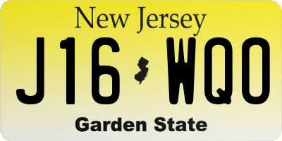 NJ license plate J16WQO