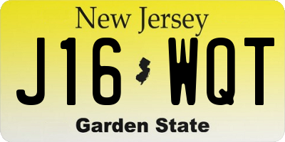 NJ license plate J16WQT