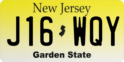 NJ license plate J16WQY