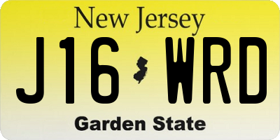 NJ license plate J16WRD