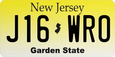NJ license plate J16WRO