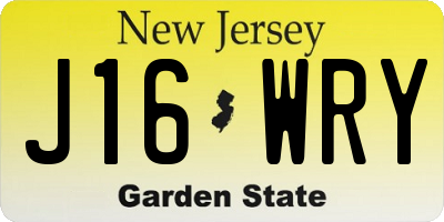 NJ license plate J16WRY