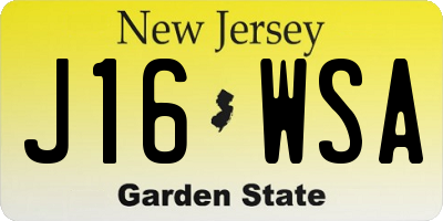NJ license plate J16WSA