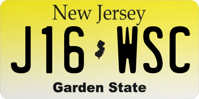 NJ license plate J16WSC