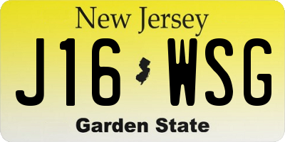 NJ license plate J16WSG