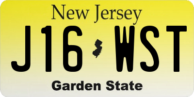 NJ license plate J16WST
