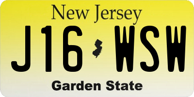 NJ license plate J16WSW