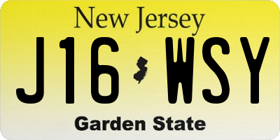 NJ license plate J16WSY
