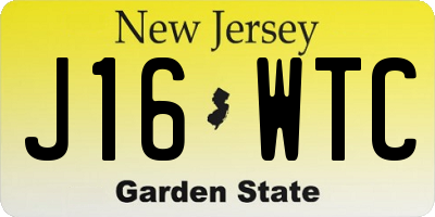 NJ license plate J16WTC