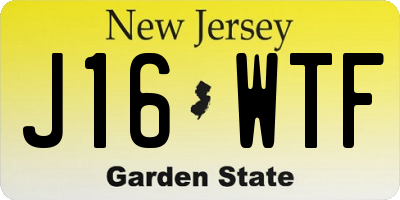 NJ license plate J16WTF