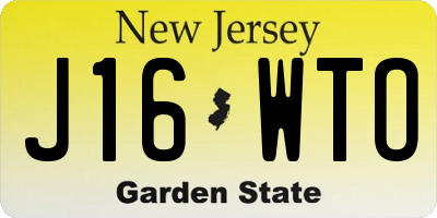 NJ license plate J16WTO