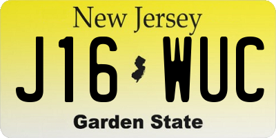 NJ license plate J16WUC