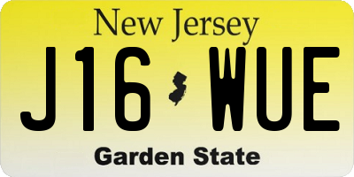 NJ license plate J16WUE